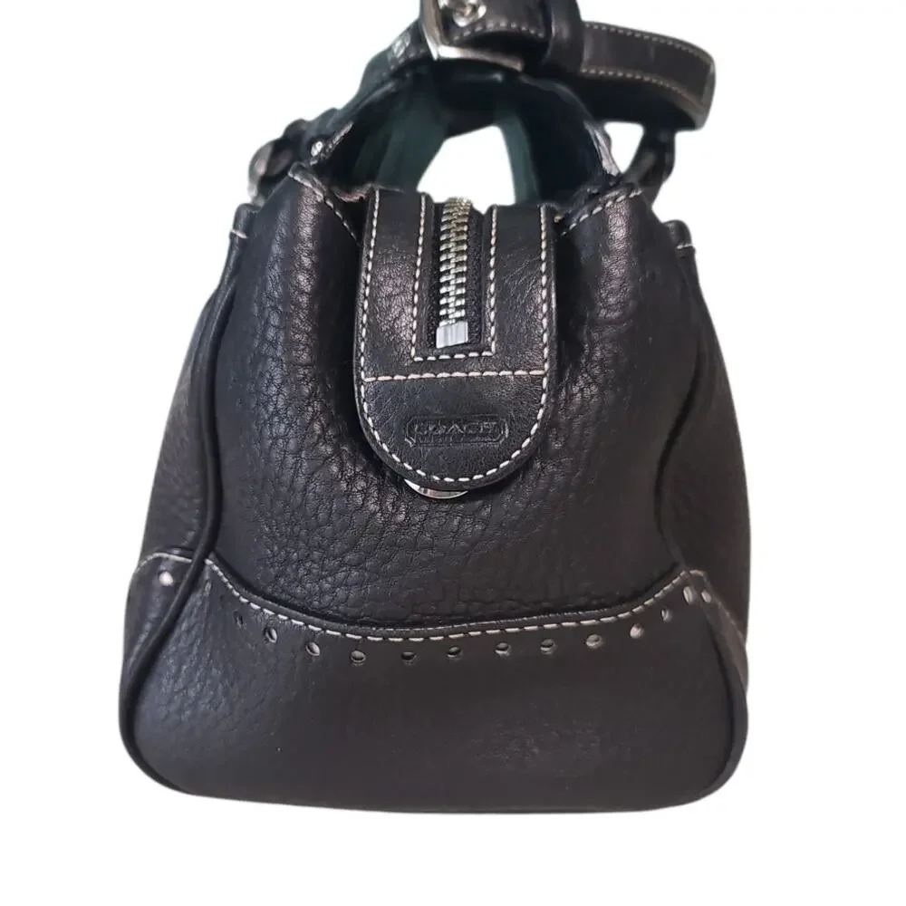 Coach Hampton Tassel Satchel Black Pebbled Leather 5031 GUC - Picture 3 of 11